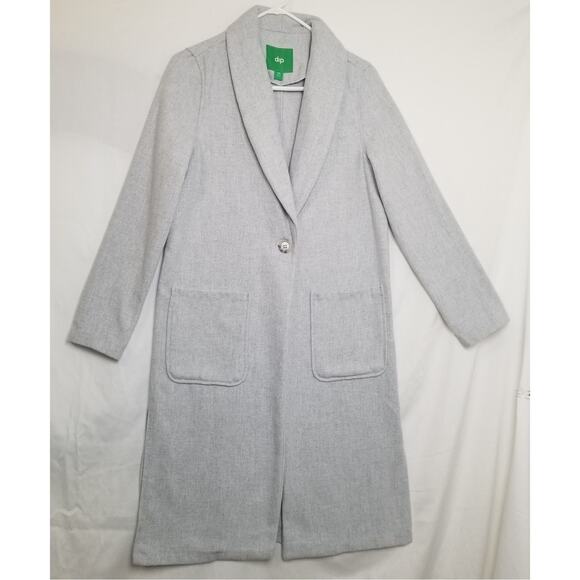 DIP-Light Gray Trench/Over Coat 1 Button 2 Pockets Unlined Shawl Collar Size XS - Picture 1 of 7
